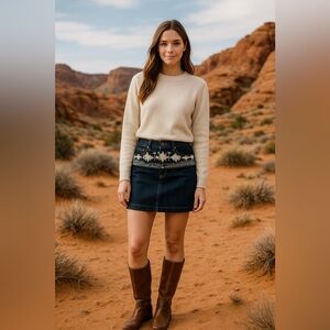 Cherokee Southwest Cowboy Western Patterned Women's mini skirt Size small